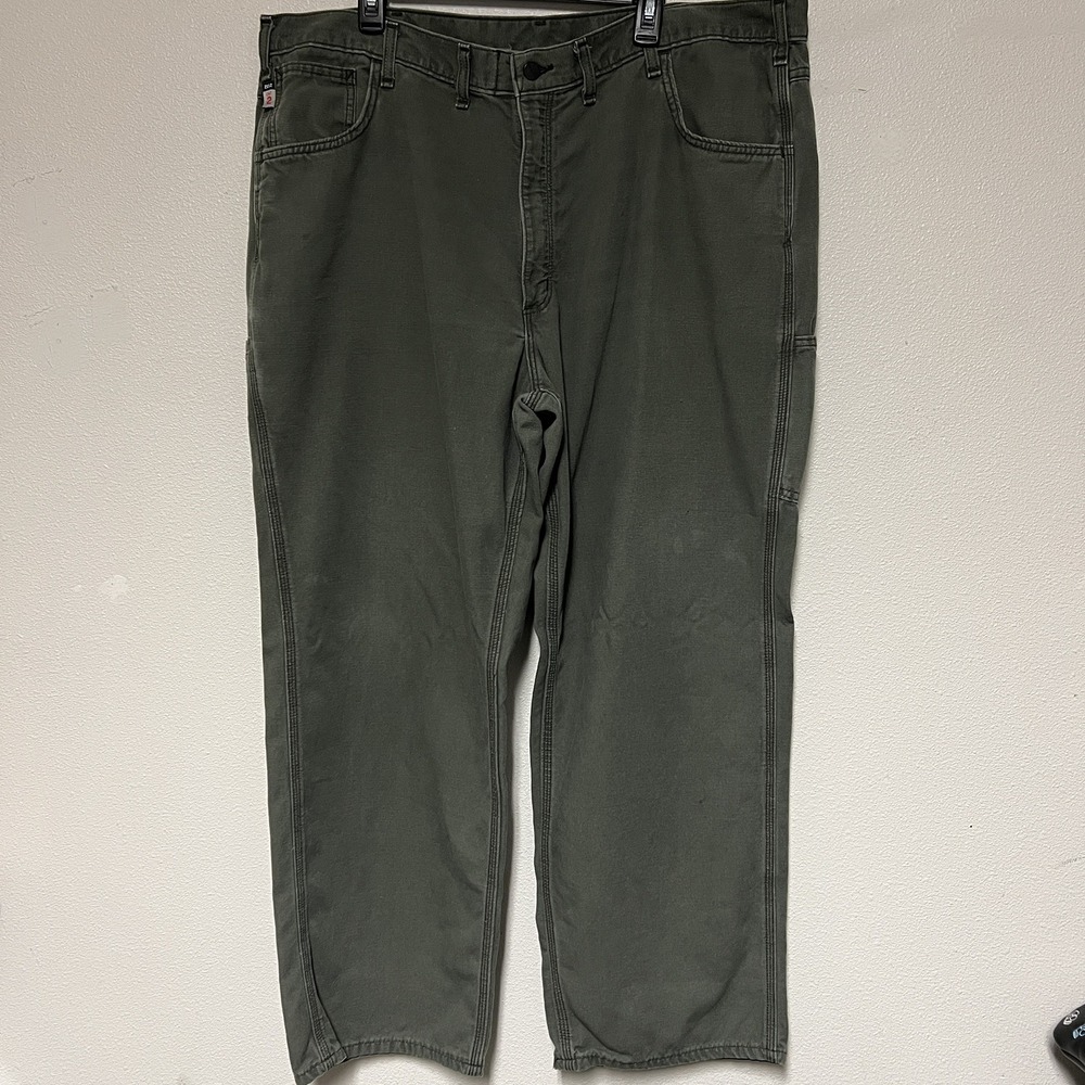 Carhartt FR Midweight Canvas Jean Mens 44x30 Green Pants CAT 2 Loose FRB159-MOS